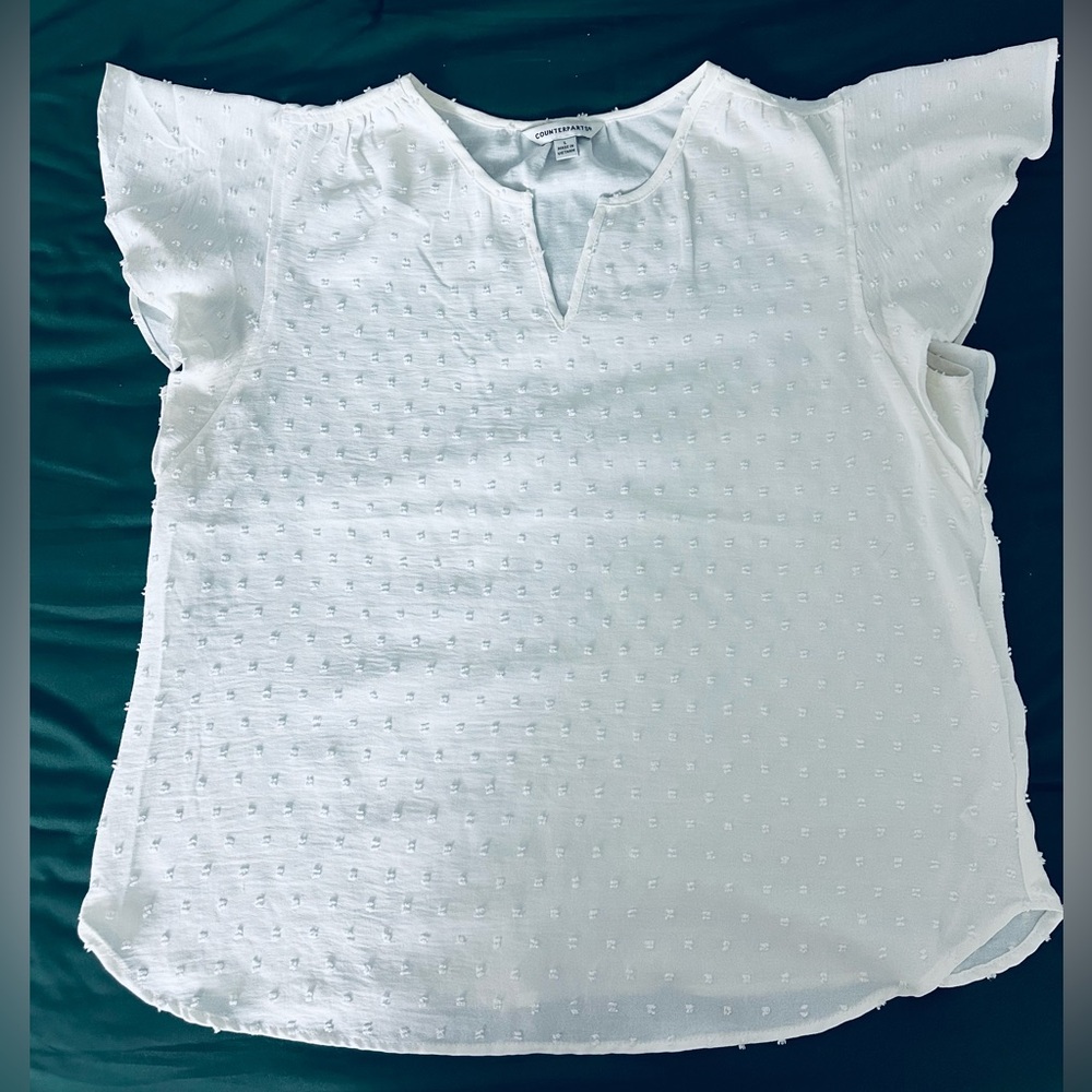 Counterparts White Flutter Sleeve Blouse